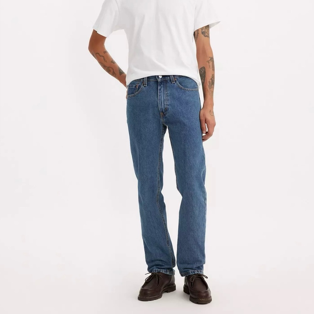 Levi's 505 Jeans Mens 36x32 Blue Medium Darkwash No Stretch Regular Fit Denim